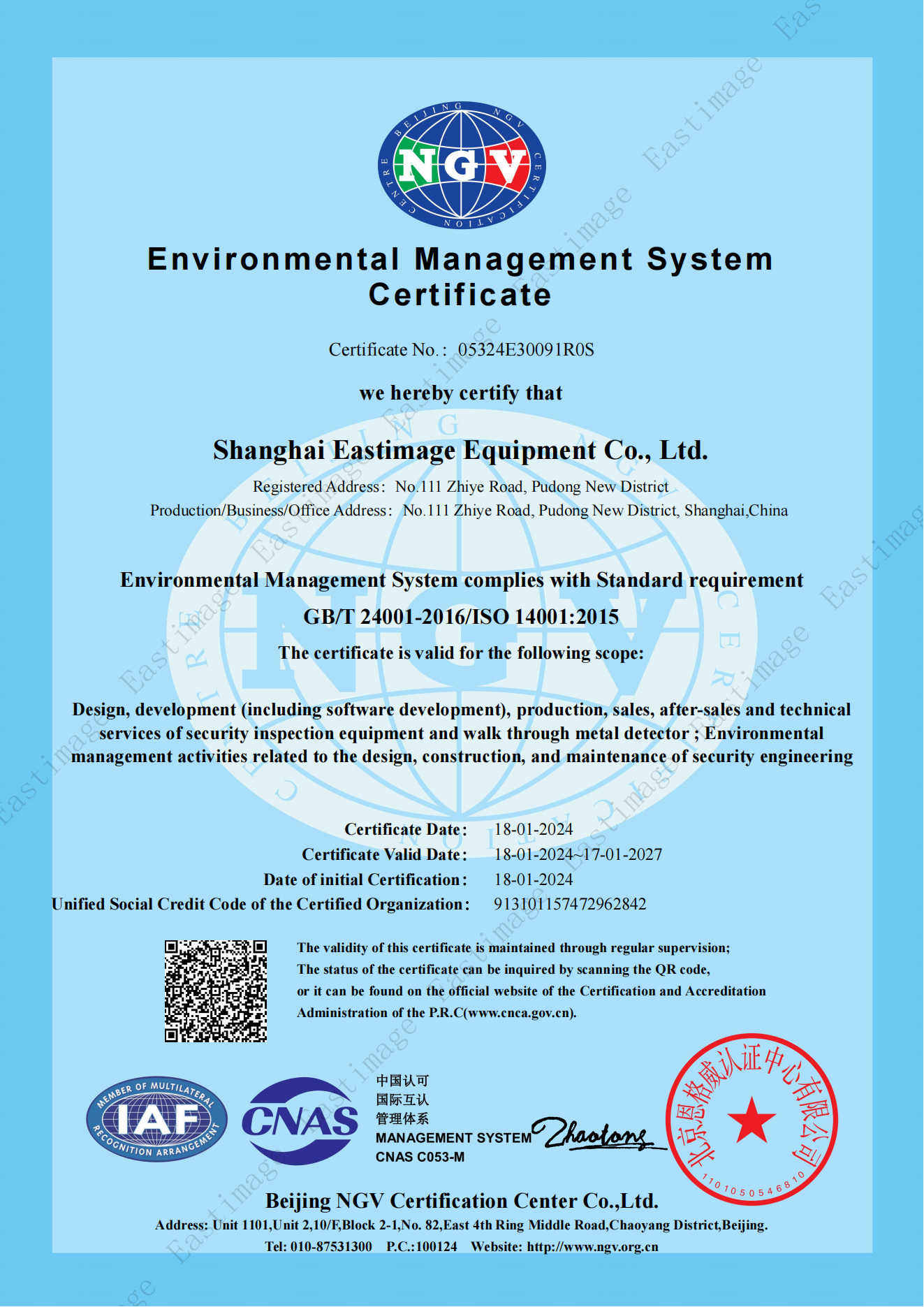 Certificado del Sistema de Gestión Ambiental