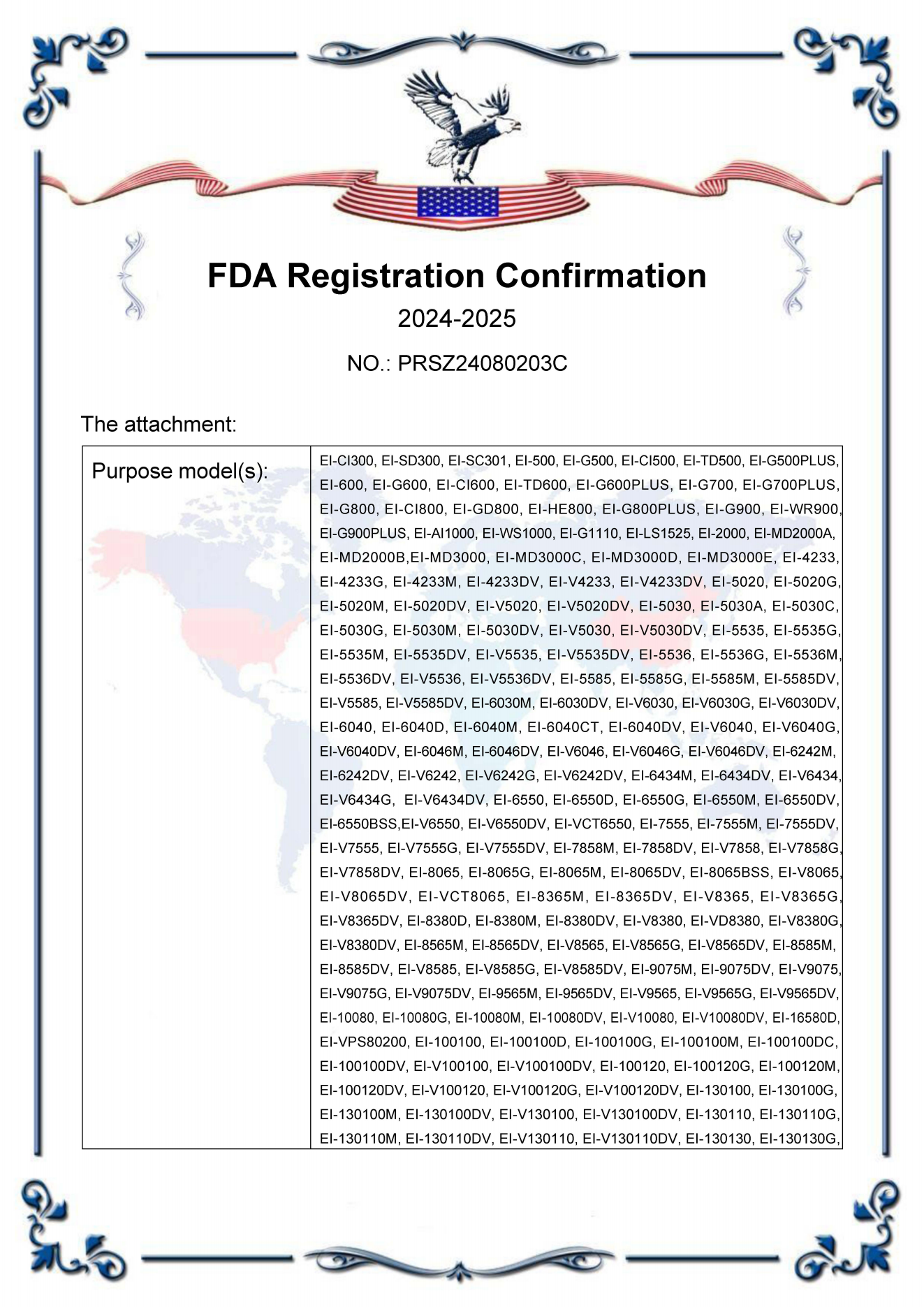 Confirmación de registro de la FDA