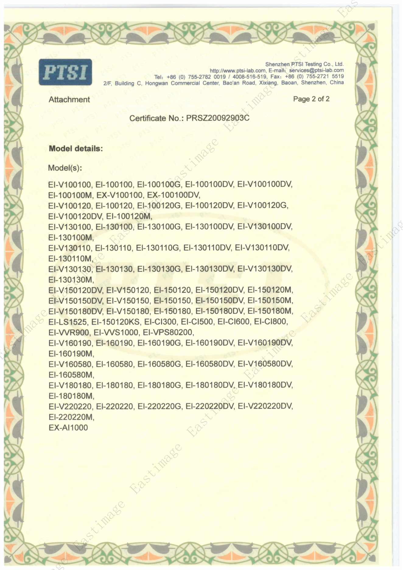 Anexo de certificados ROHS