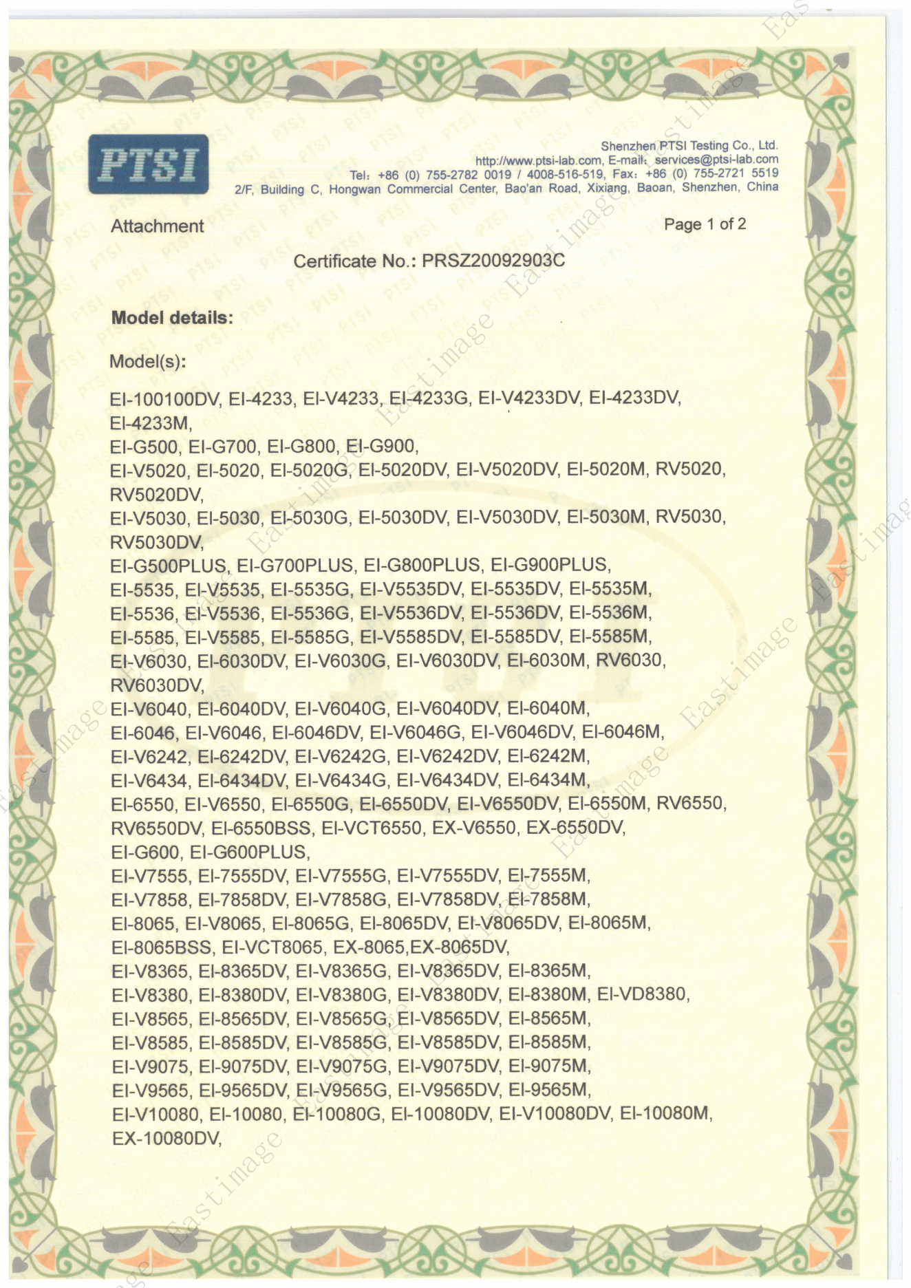 Anexo de certificados ROHS